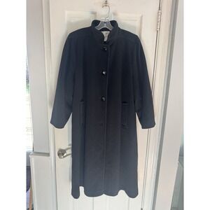 Vintage JACQUELINE FERRAR Black 100% Wool USA Union Tag Overcoat Sz 10 READ